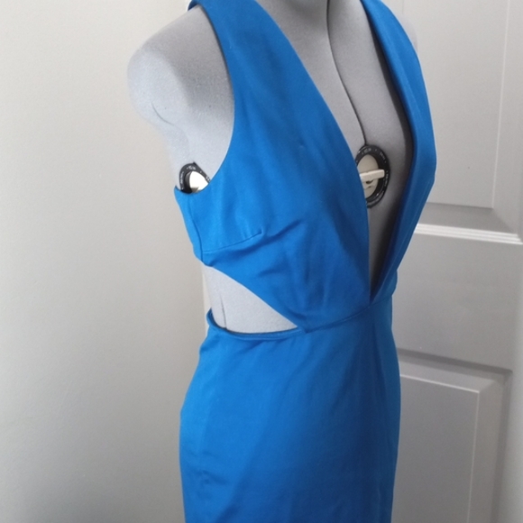 Baby Sz Sp Royal Blue Cut Out Dress , midi with Deep V - Picture 2 of 7